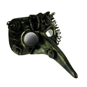 Steamzanni Metallic Gold Long Nose Steampunk Adult Costume Mask